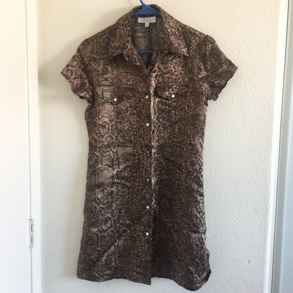 R wear Silky Snakeskin Print Dress Brown Size 5
